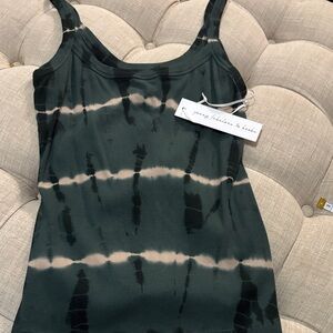 Young Fabulous & Broke Forest Green & Cream Tie-Dye Ribbed Tank
